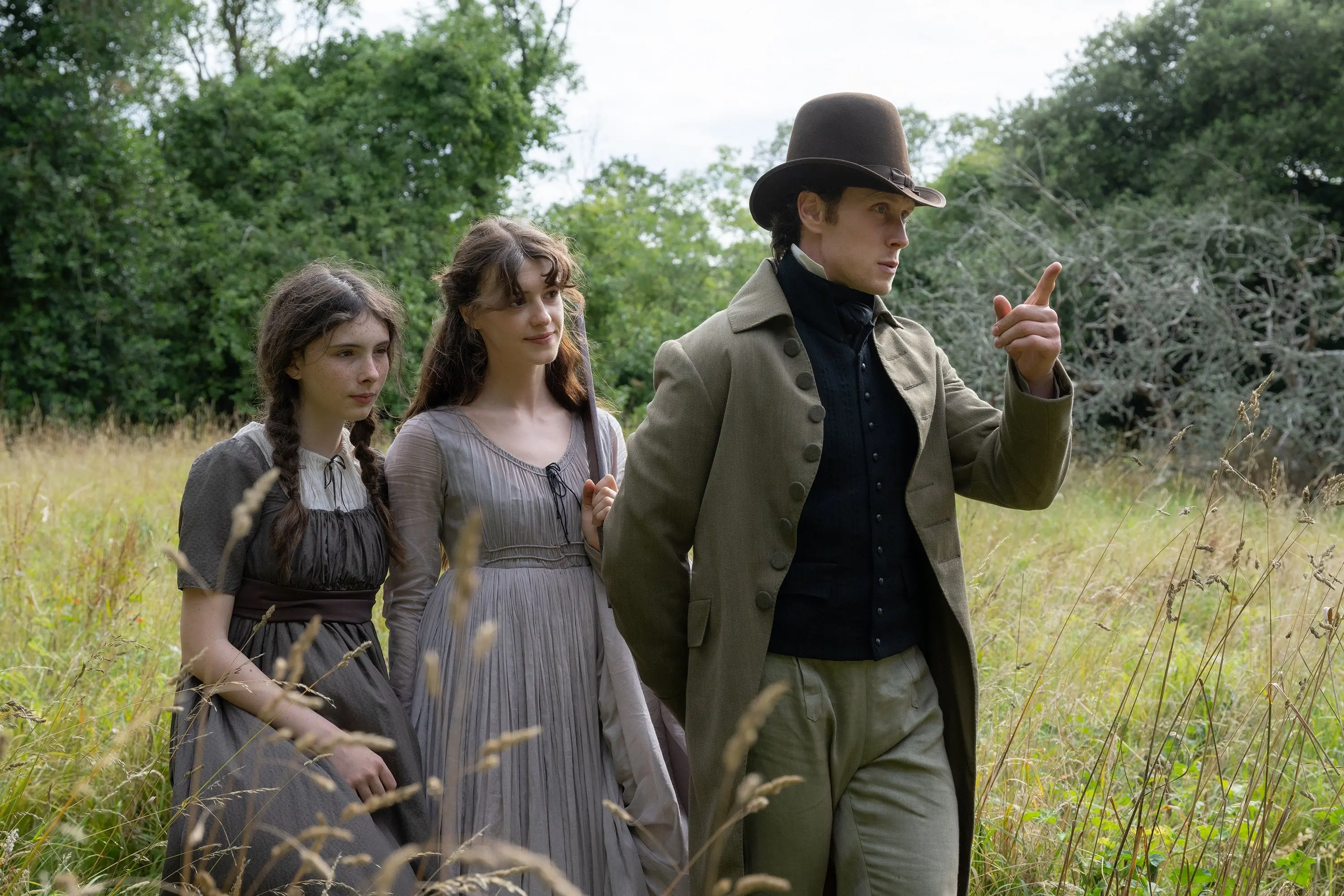 Bodhi Rae Breathnach, left, Daisy Edgar-Jones and George MacKay in \\'Sense and Sensibility\\'. Photo: TNS