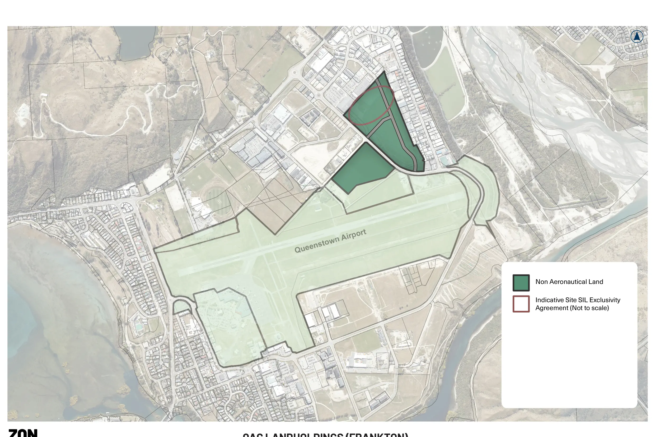 Site in question: An outline of non-aeronautical Queenstown Airport land being investigated for a possible public hospital. Image: Supplied