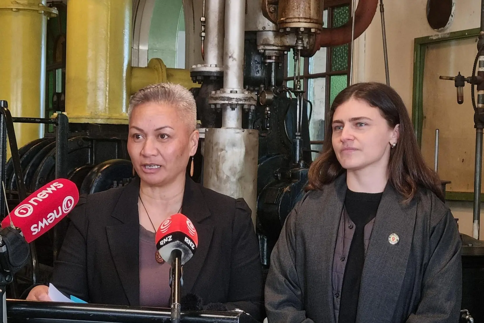 Green Party co-leaders Marama Davidson (L) and Chl\\u00F6e Swarbrick. Photo: RNZ