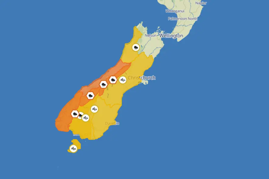 <p>MetService has issued multiple weather warnings and watches for the South Island this Labour Day. Image: MetService </p>\\n