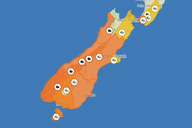 Weather warnings upgraded for Otago as wet and windy conditions expected for Labour Day