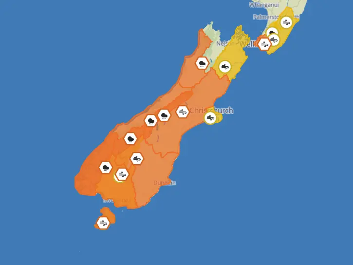 Weather warnings upgraded for Otago as wet and windy conditions expected for Labour Day