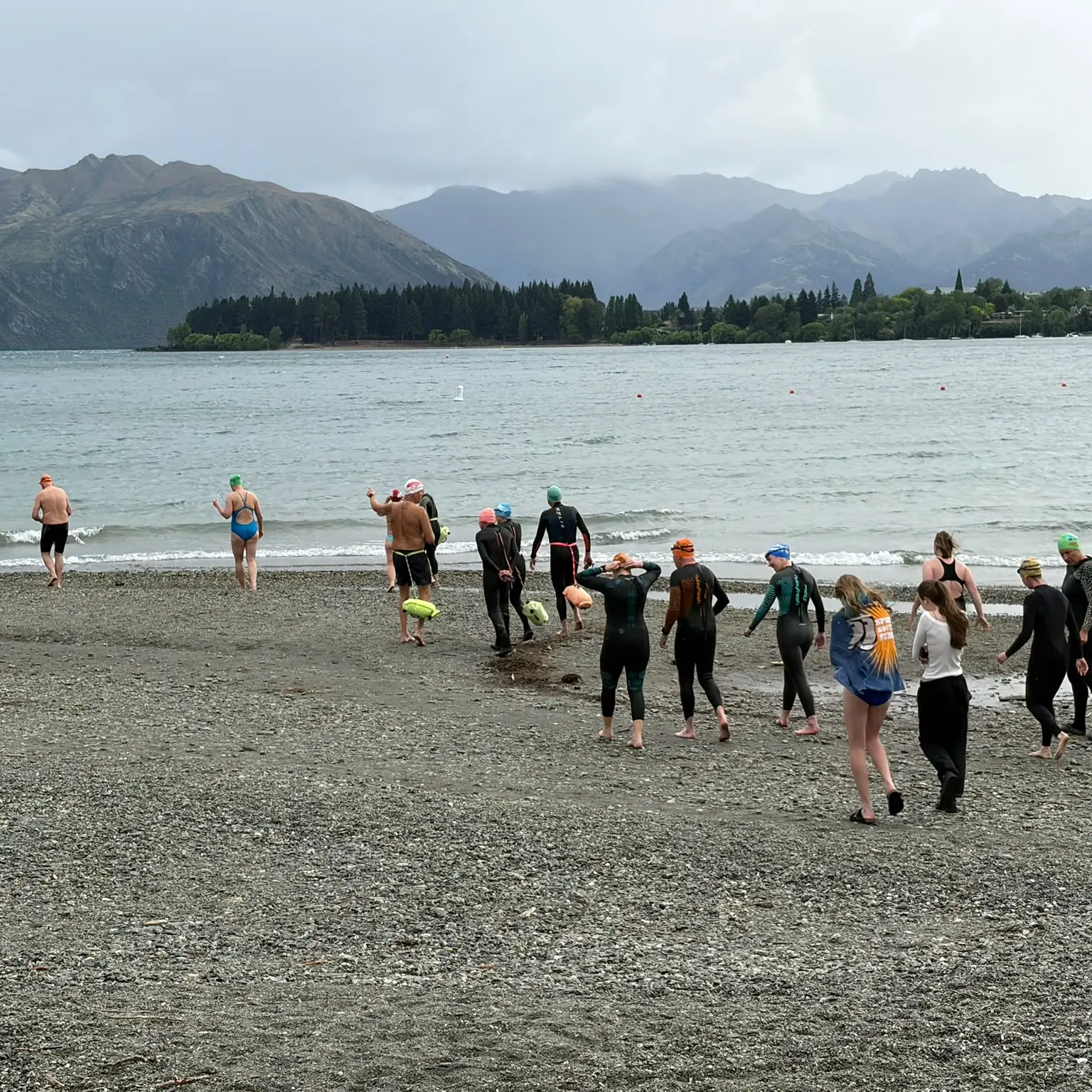 Labour Day swimmers brave wind, rain and waves