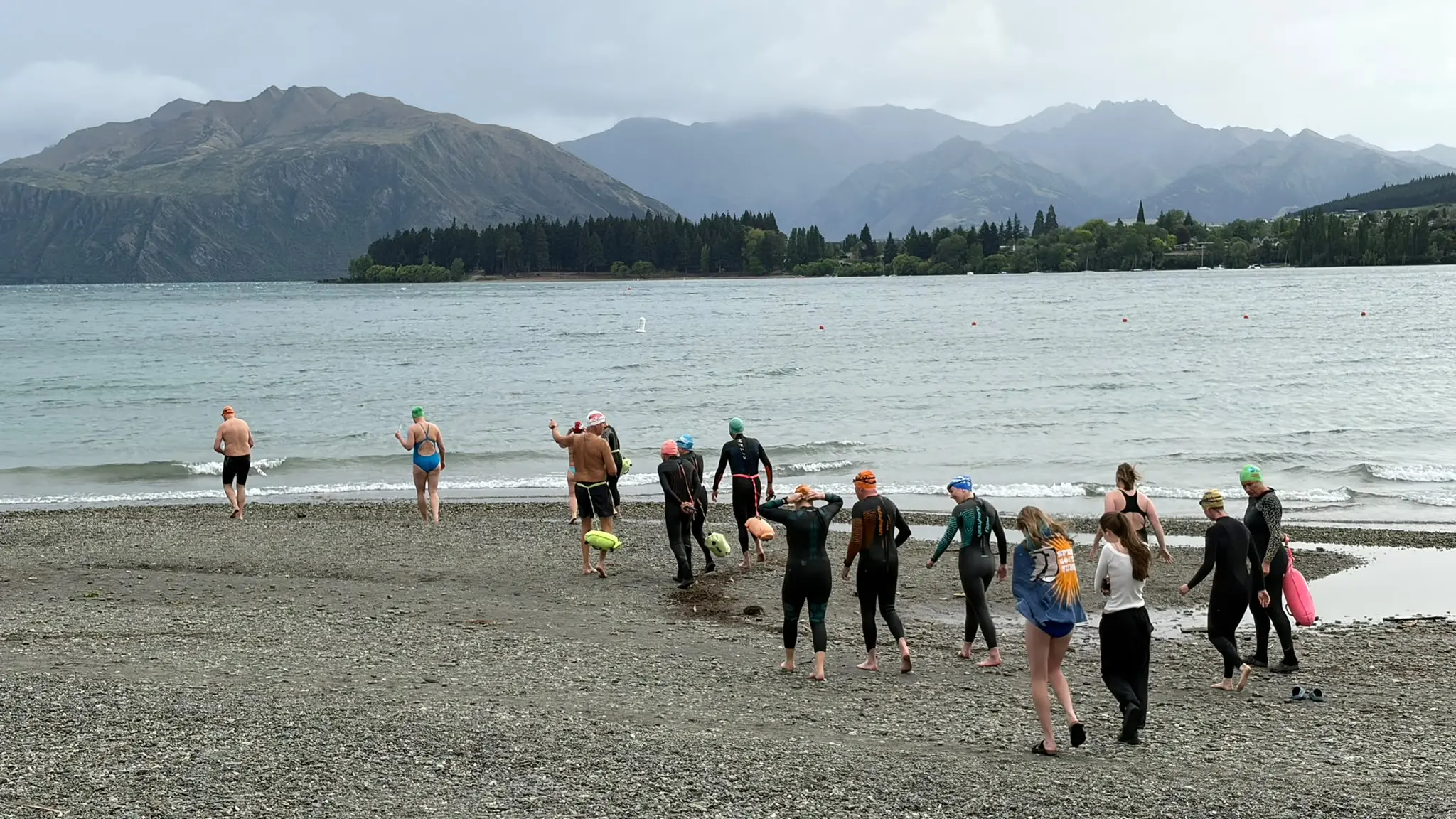Labour Day swimmers brave wind, rain and waves