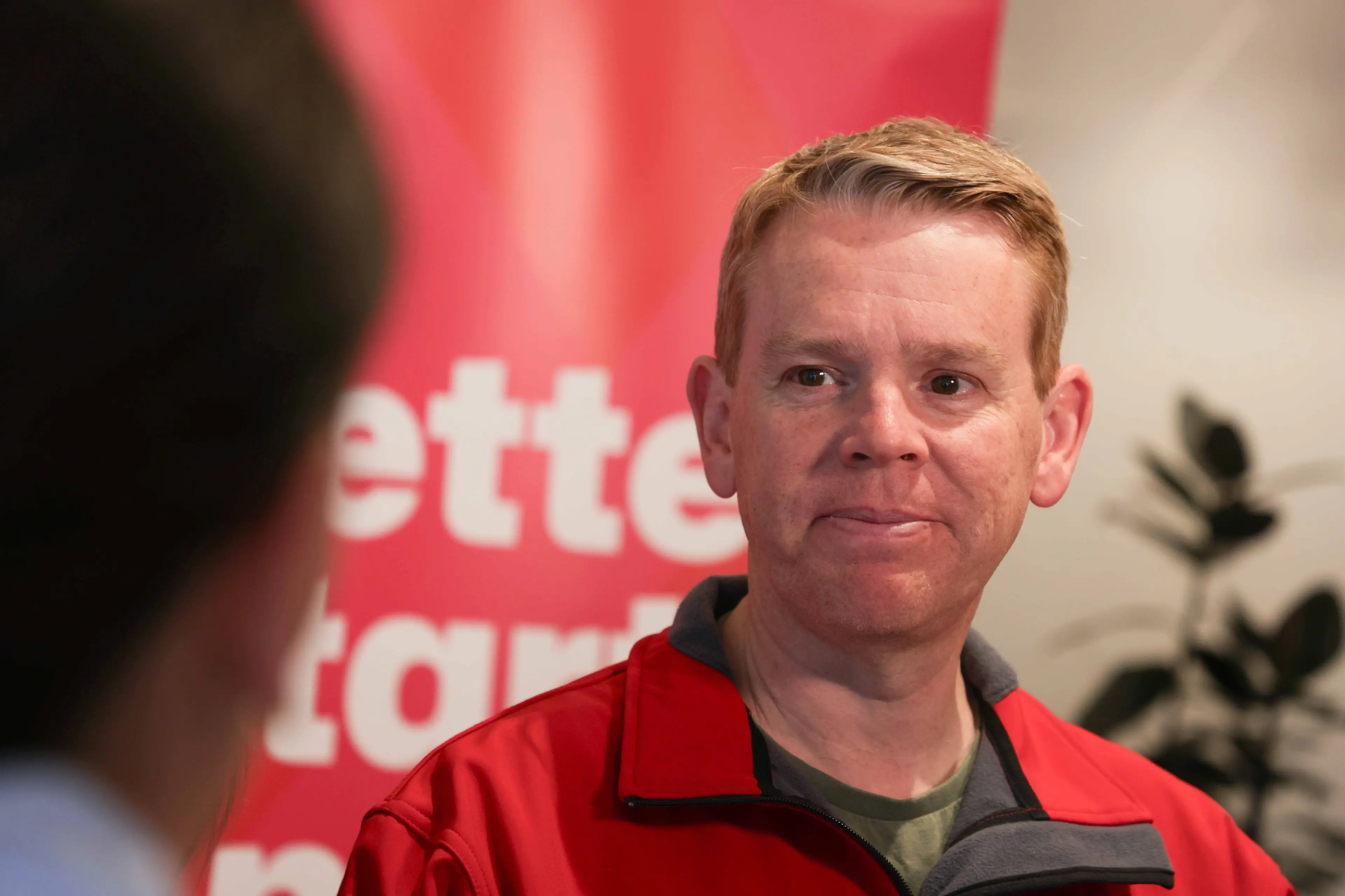 Labour leader Chris Hipkins and Hutt South candidate and list MP Ginny Andersen, were making the rounds speaking with shoppers in Queensgate Mall, in Lower Hutt, on 24 October 2026, after Hipkins spoke to media about his party\\'s action plan on the cost of living.