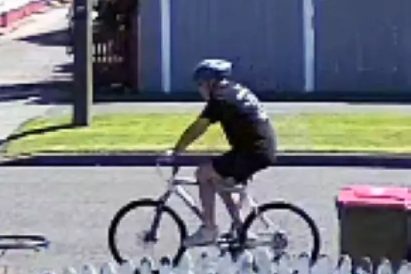 A cyclist captured on CCTV could have heard or witnessed the fatal crash. Photo: NZ Police.