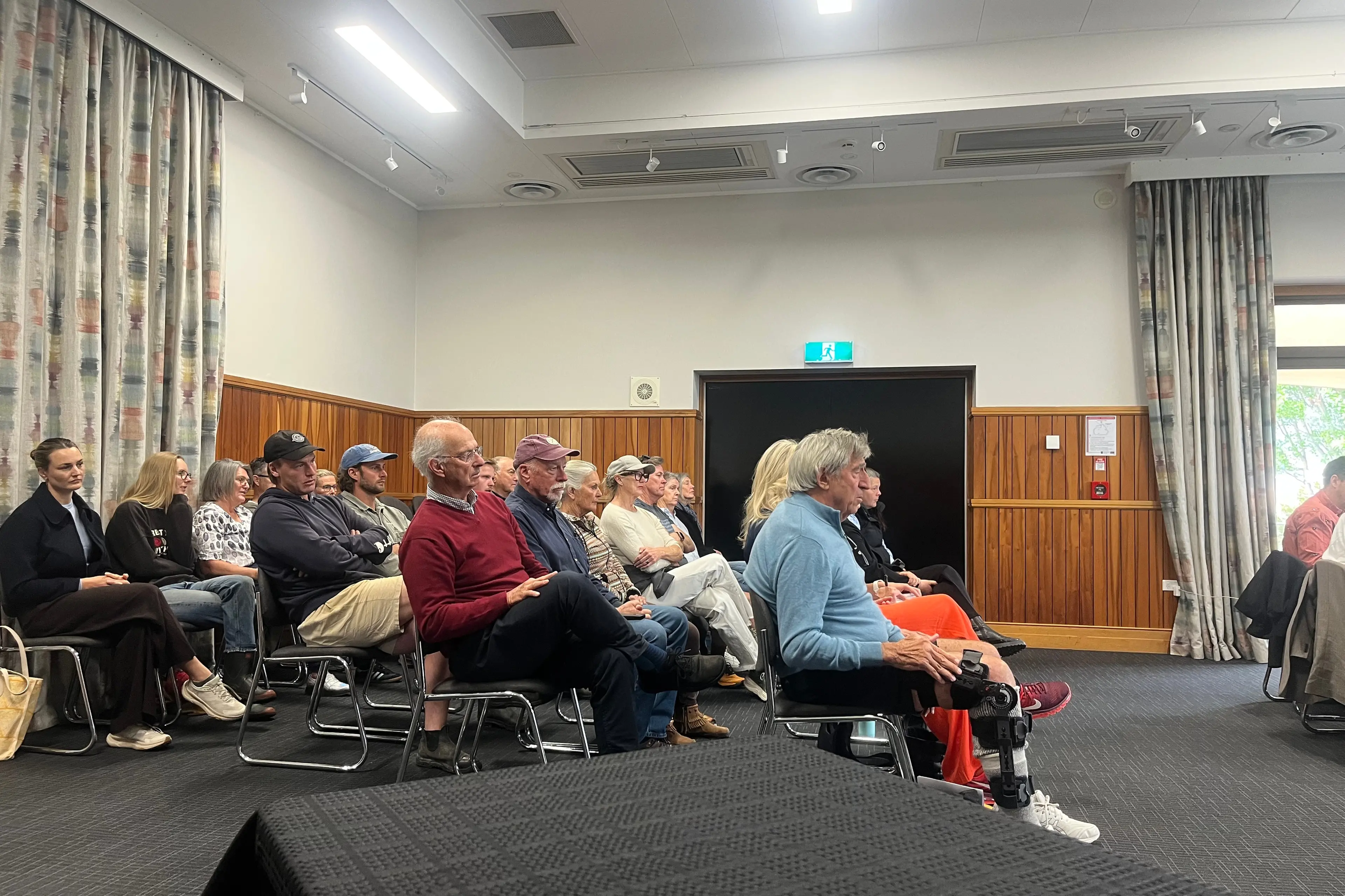 Around 40 members of the public attended the hearing of submissions for three freedom camping locations in Wanaka on Tuesday. Photo: Evie Sinclair