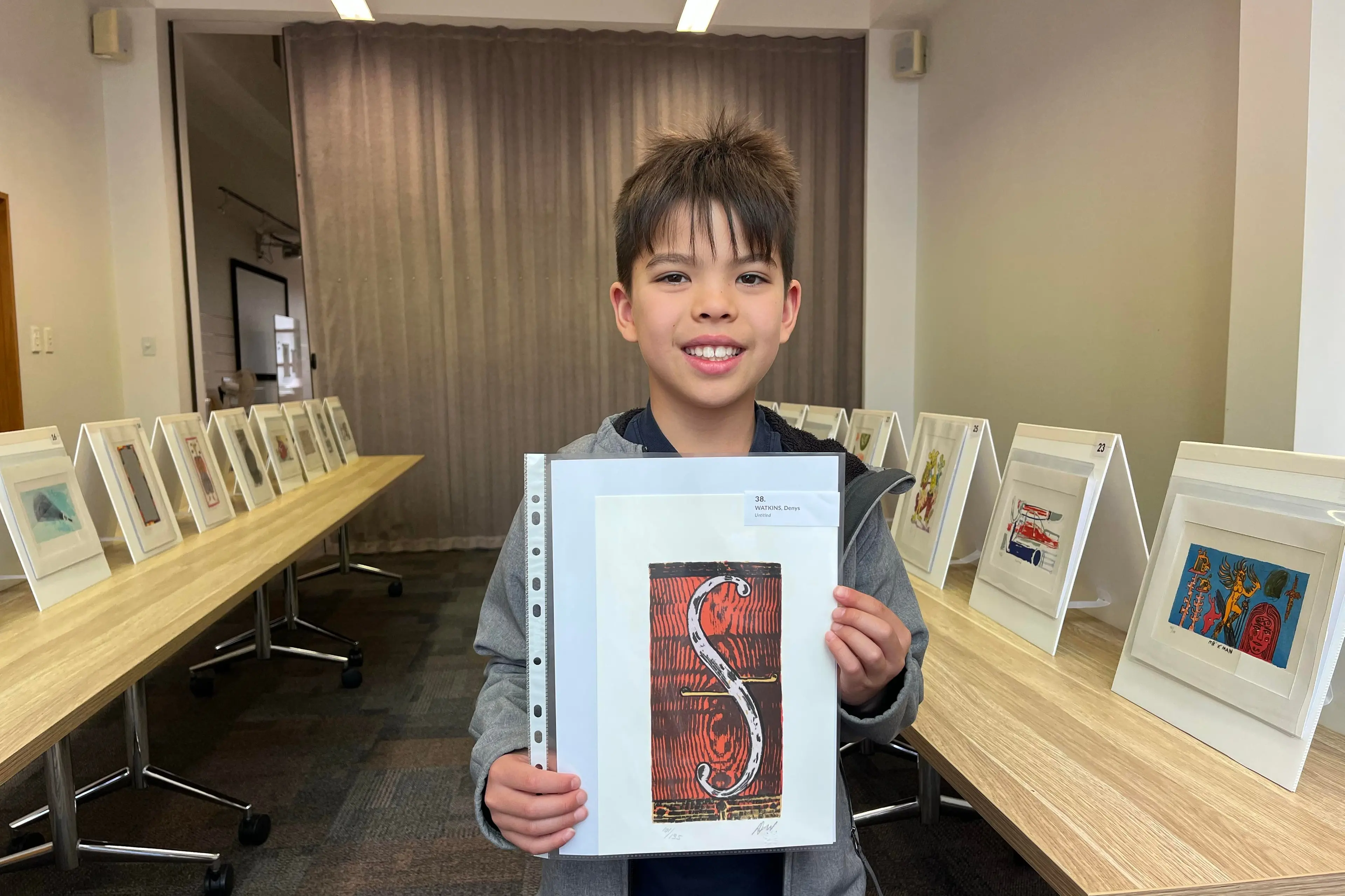 Samuel Clee, 9, from Invercargill with his Youth Print. Photo: Supplied