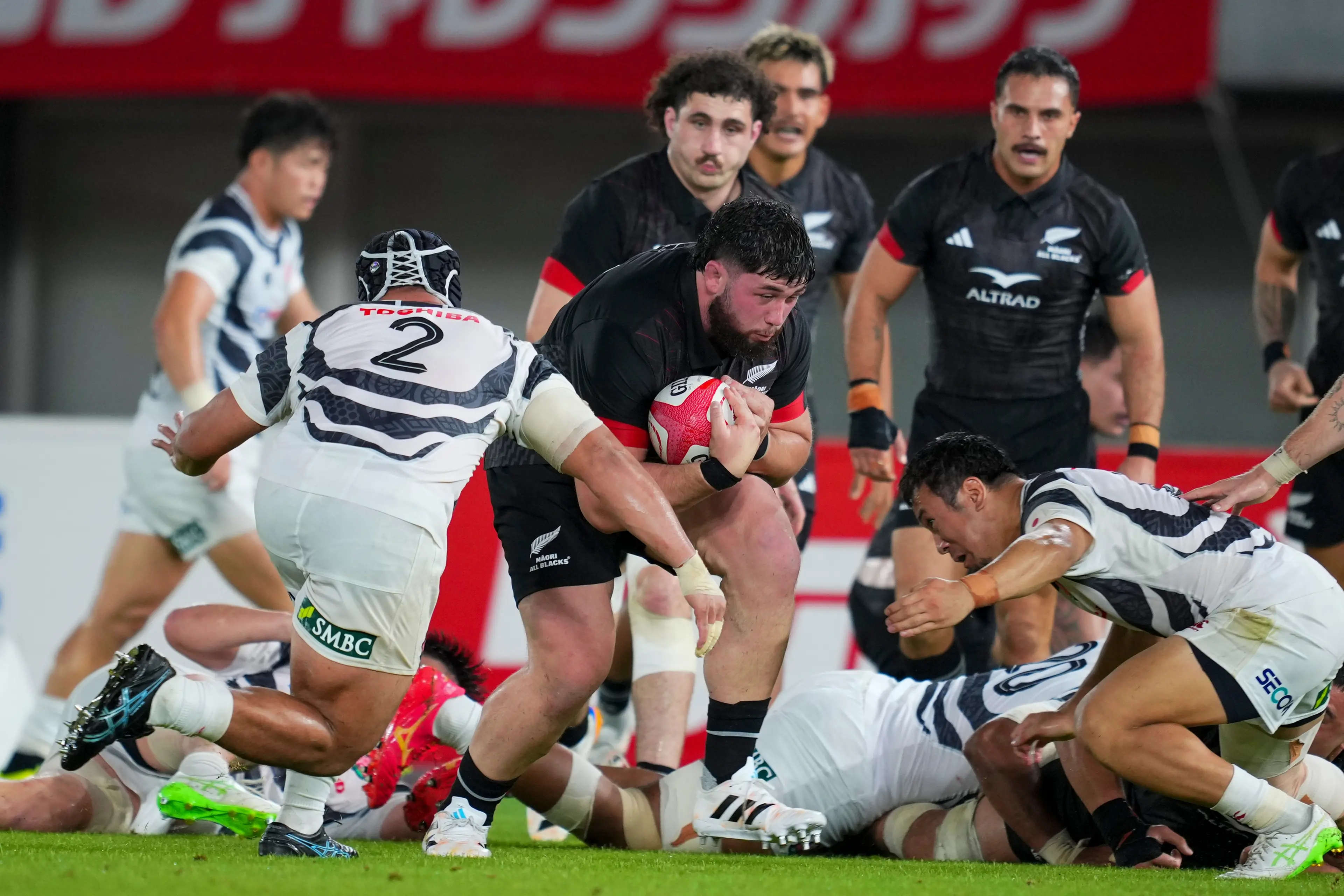 Benet Kumeroa, pictured in action for the M\\u0101ori All Blacks during their tour of Japan in June, is joining the Highlanders. Photo: NZ Rugby/action press