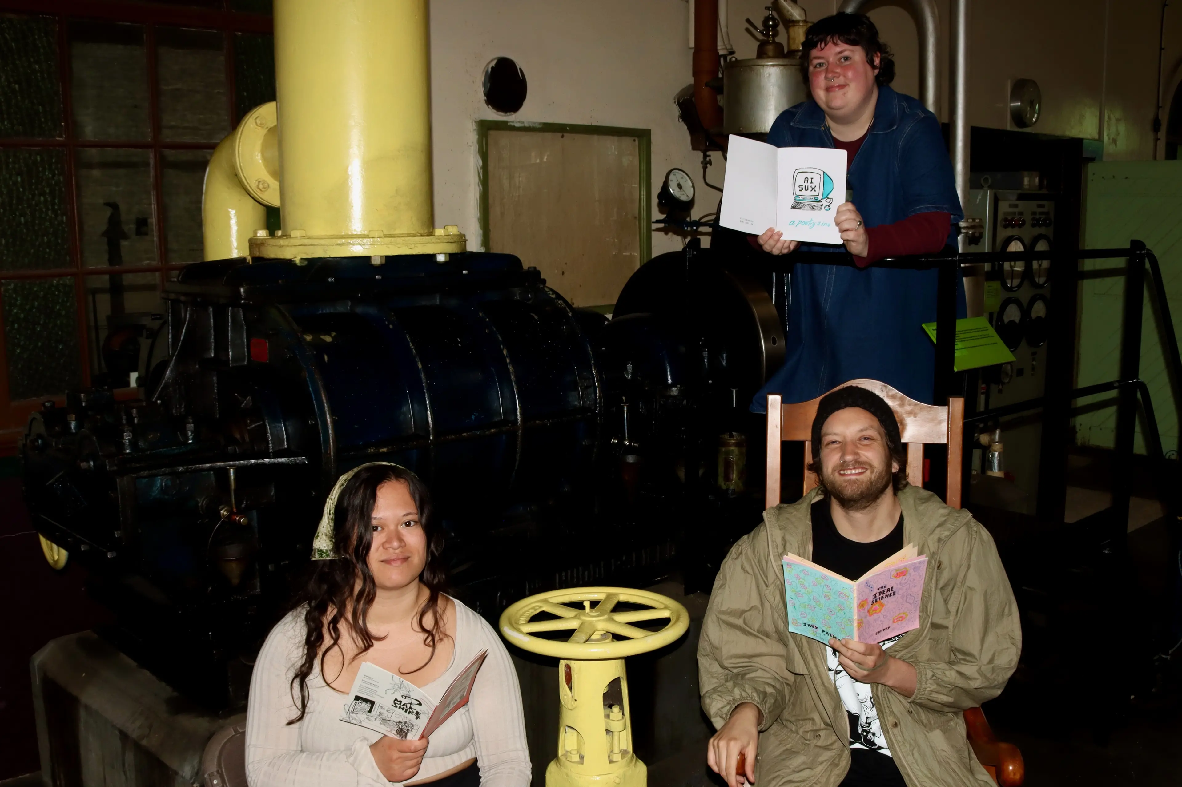 \\u014Ctepoti Zinefest 2026 organisers (from left) Justina King, Gavin Ashworth and Gini Jory are looking forward to welcoming people to a new location at the Dunedin Gasworks Museum. Photo: Sam Henderson