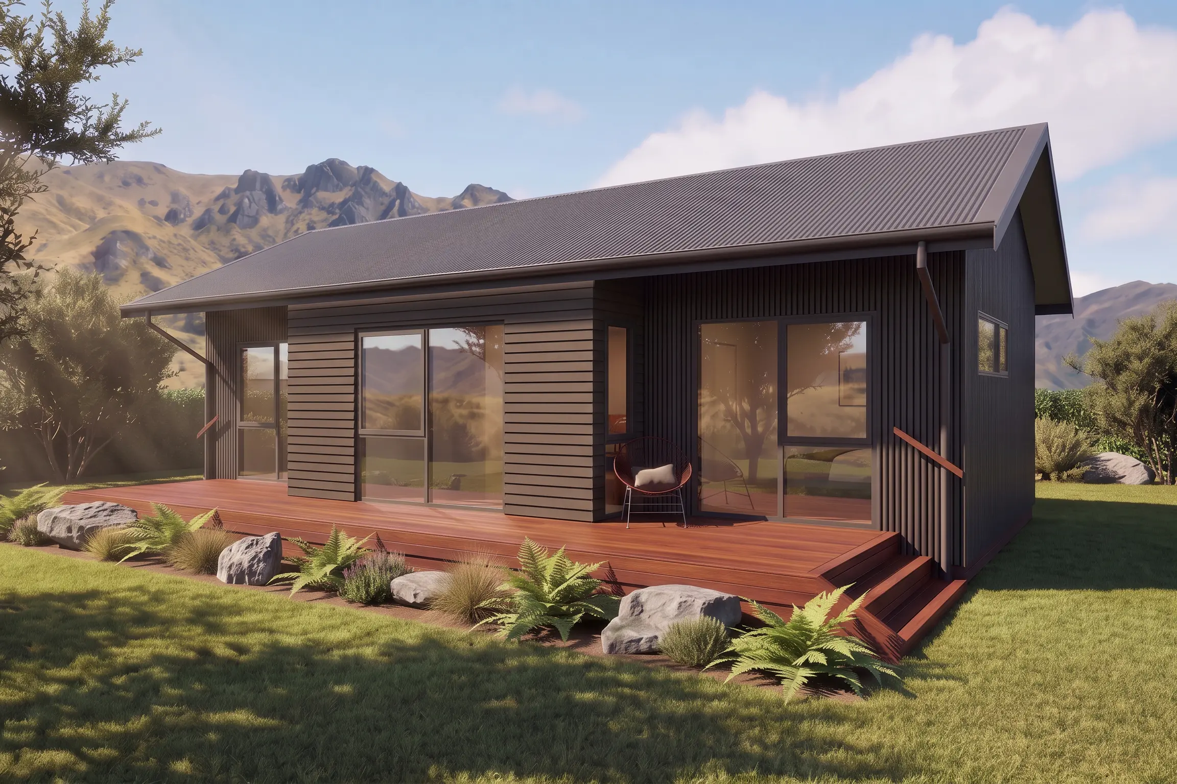 The house WHS built: An artist\\'s impression of the now-complete two-bedroom home built at Wakatipu High School by students this year. Image: Supplied
