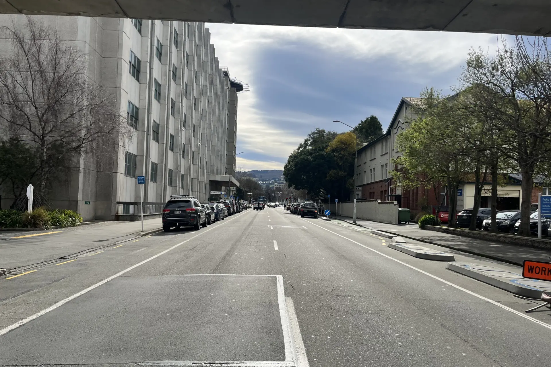 The section of Cumberland St/State High 1 which is due to be ripped up and resurfaced next month. Photo: NZTA