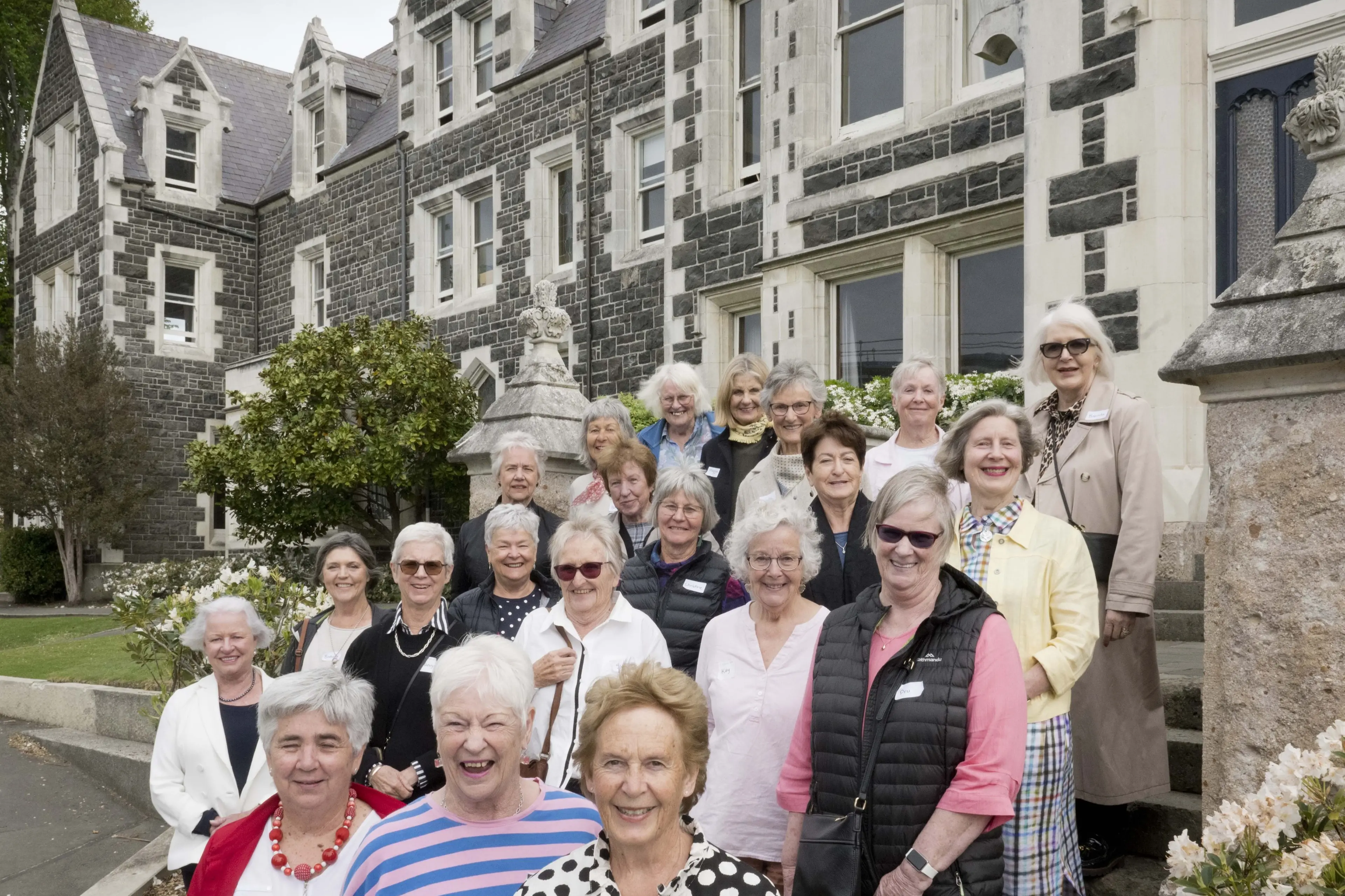 Columba College old girls (front, from left) Margie Larsen, Jenny Harrex and Noeline Bennetts organised a meet up of as many former classmates they could find to celebrate 60 years since they started third form at the school. Photo: Gerard O\\'Brien