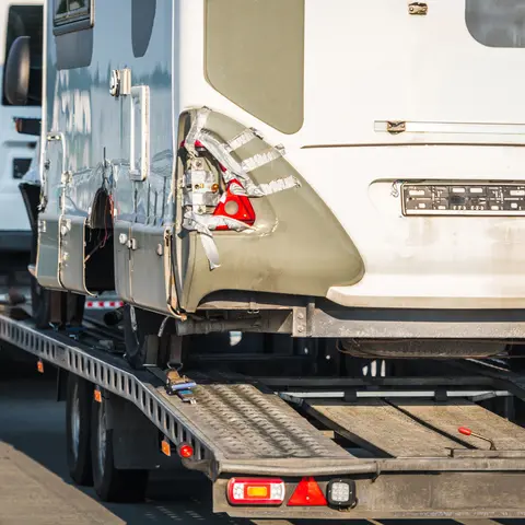 Highway blocked after crash involving caravan