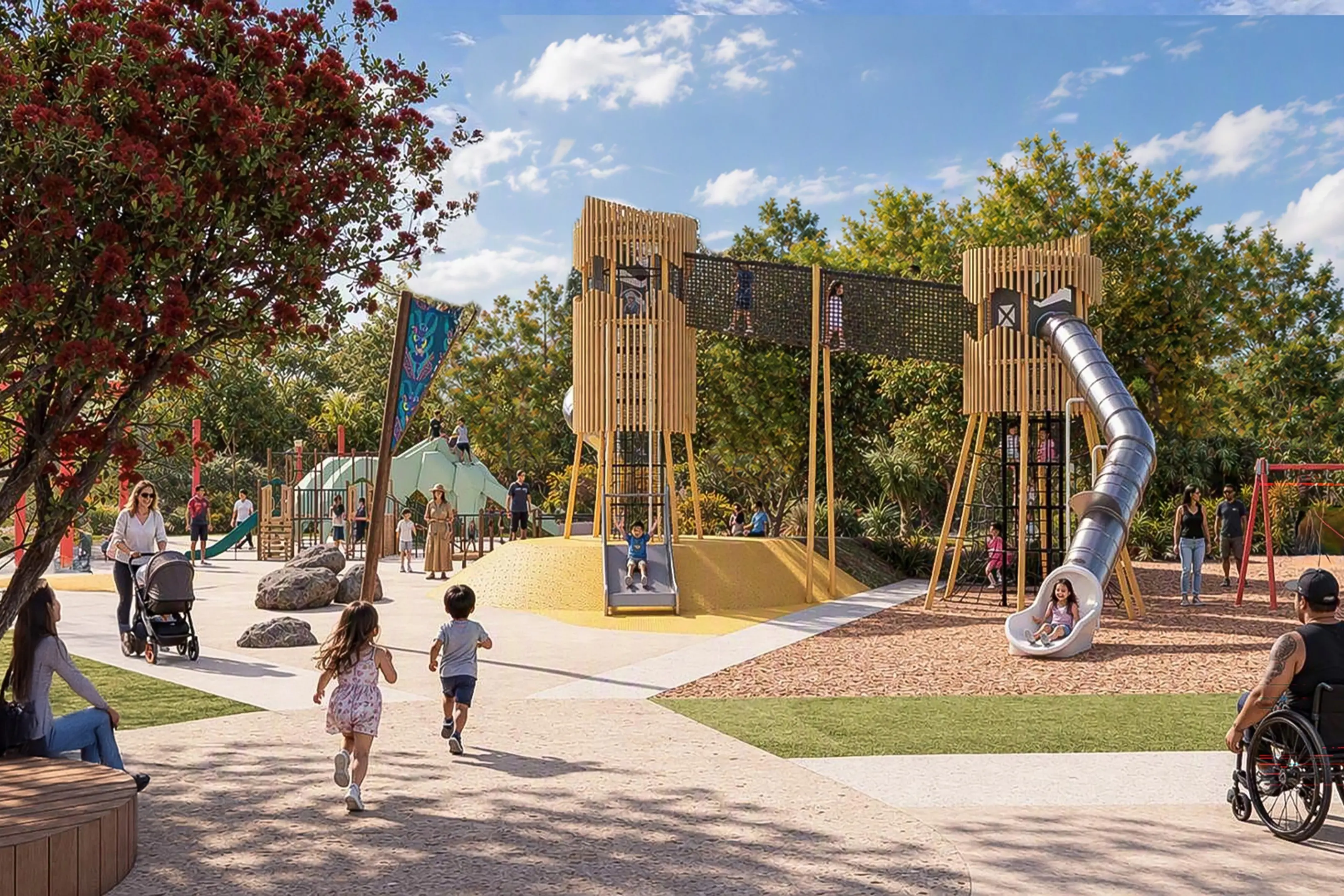 Images of the new Marlow Park playground. Photo: DCC