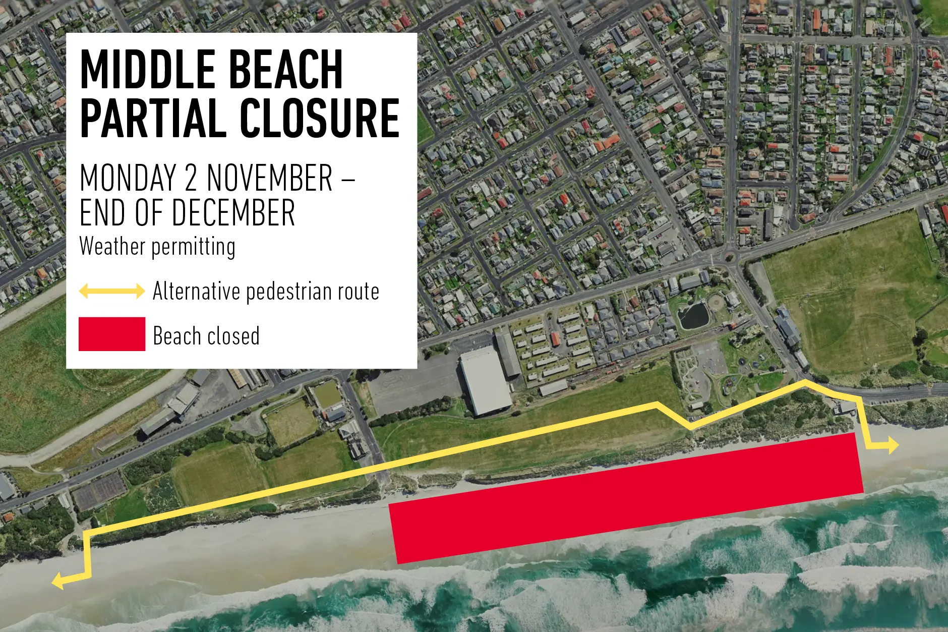 Erosion threat to close section of popular Dunedin beach