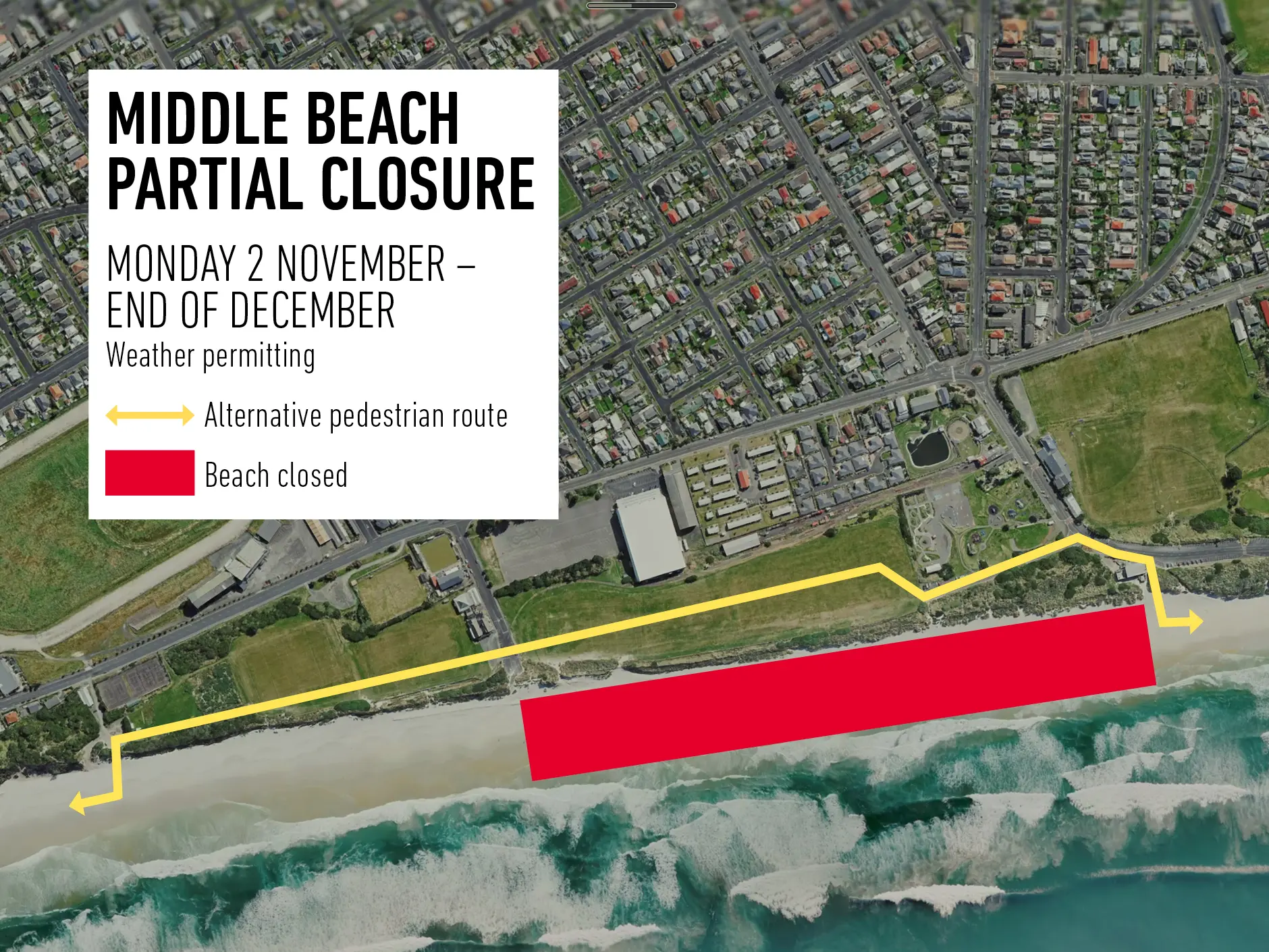 Erosion threat to close section of popular Dunedin beach