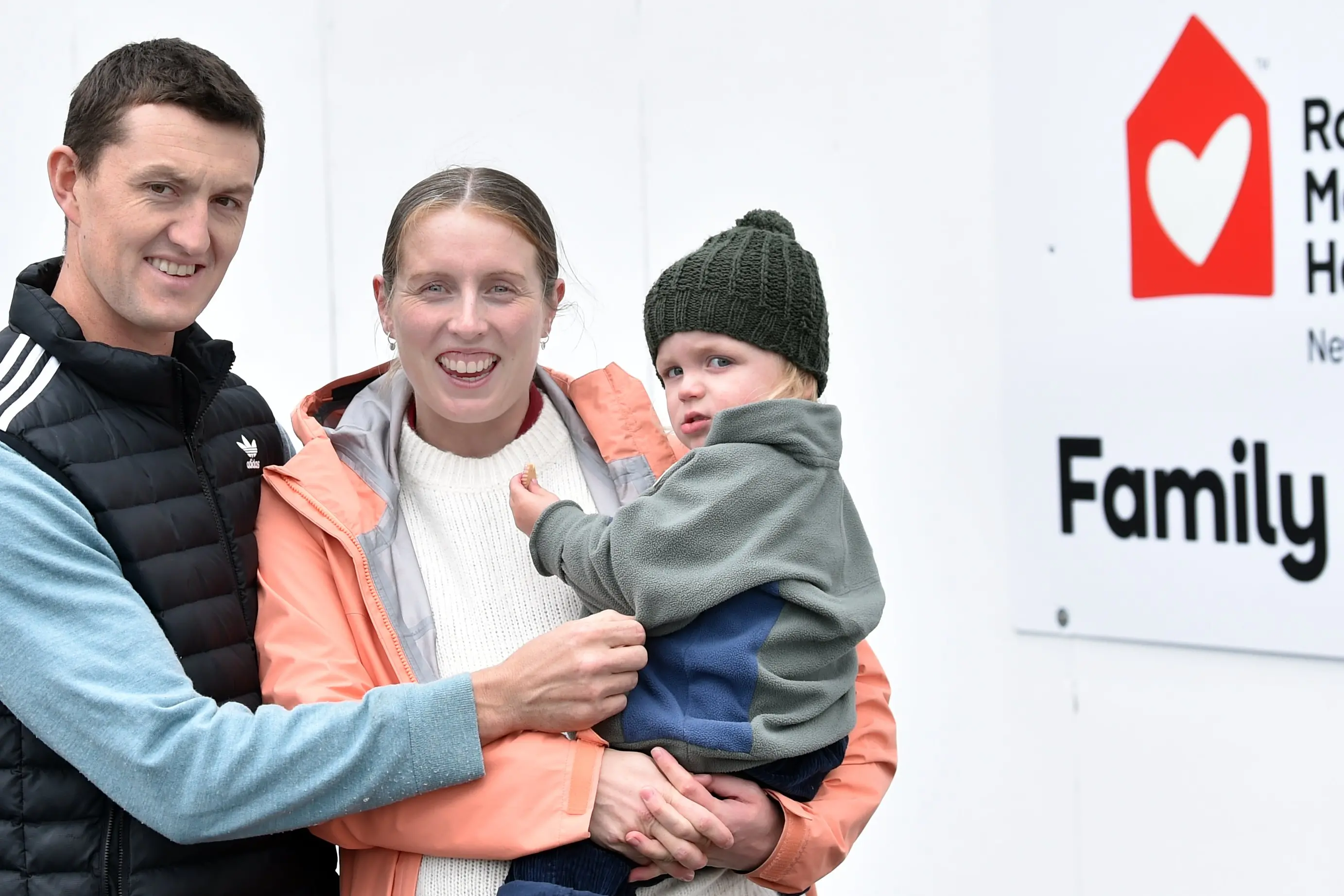 Ryan Rosevear, Jordyn Fogarty and Edmund \"Eddie\" Rosevear are looking forward to the construction of the Ronald McDonald House in Dunedin. Photo: Peter McIntosh