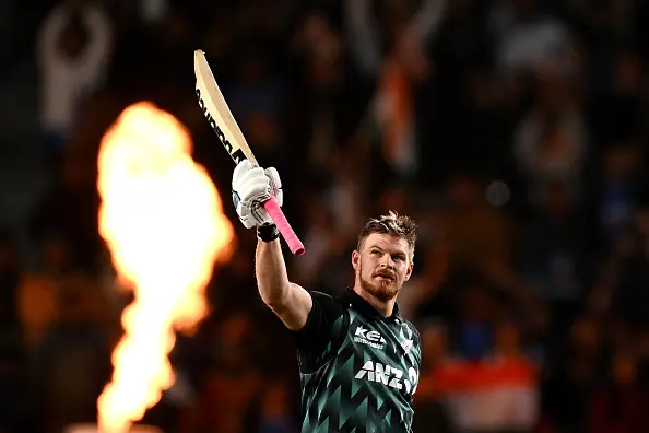 <p>Glenn Phillips of New Zealand celebrates after scoring a century during game four of the Men's T20 International series between New Zealand and India at Eden Park. Photo: Getty Images</p>\\n