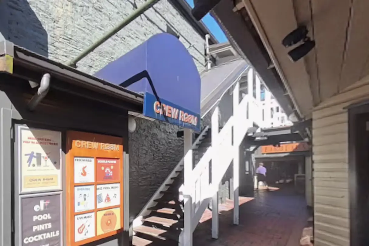 <p>An Australian man was pushed down the stairs at Crew Room before being assaulted and stomped on at the bottom. Screenshot / Google Maps</p>\\n